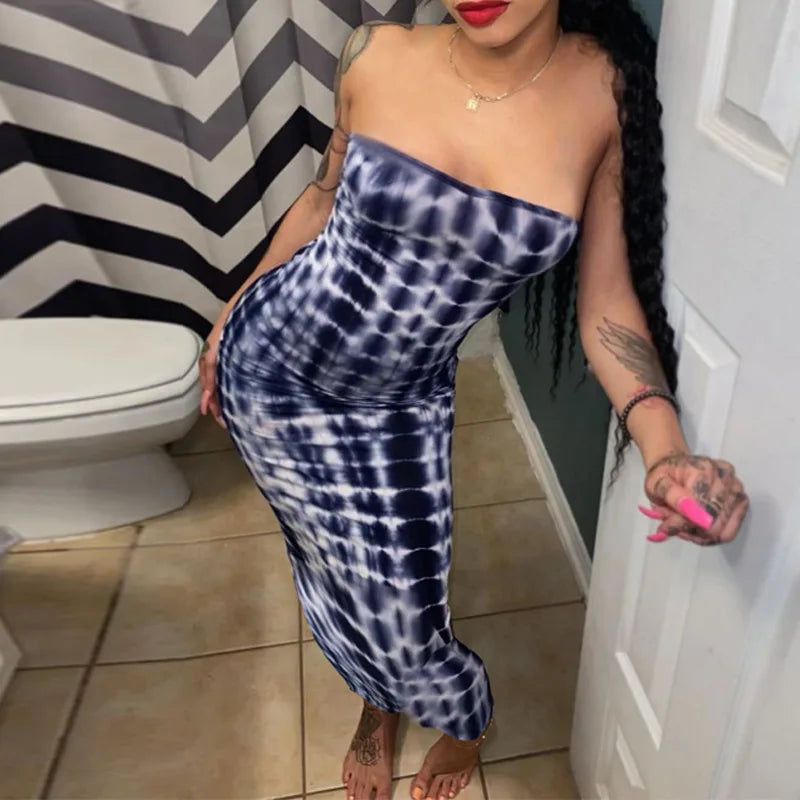 Summer Women's Colorful Tie Dye Print Off Shoulder Wrapped