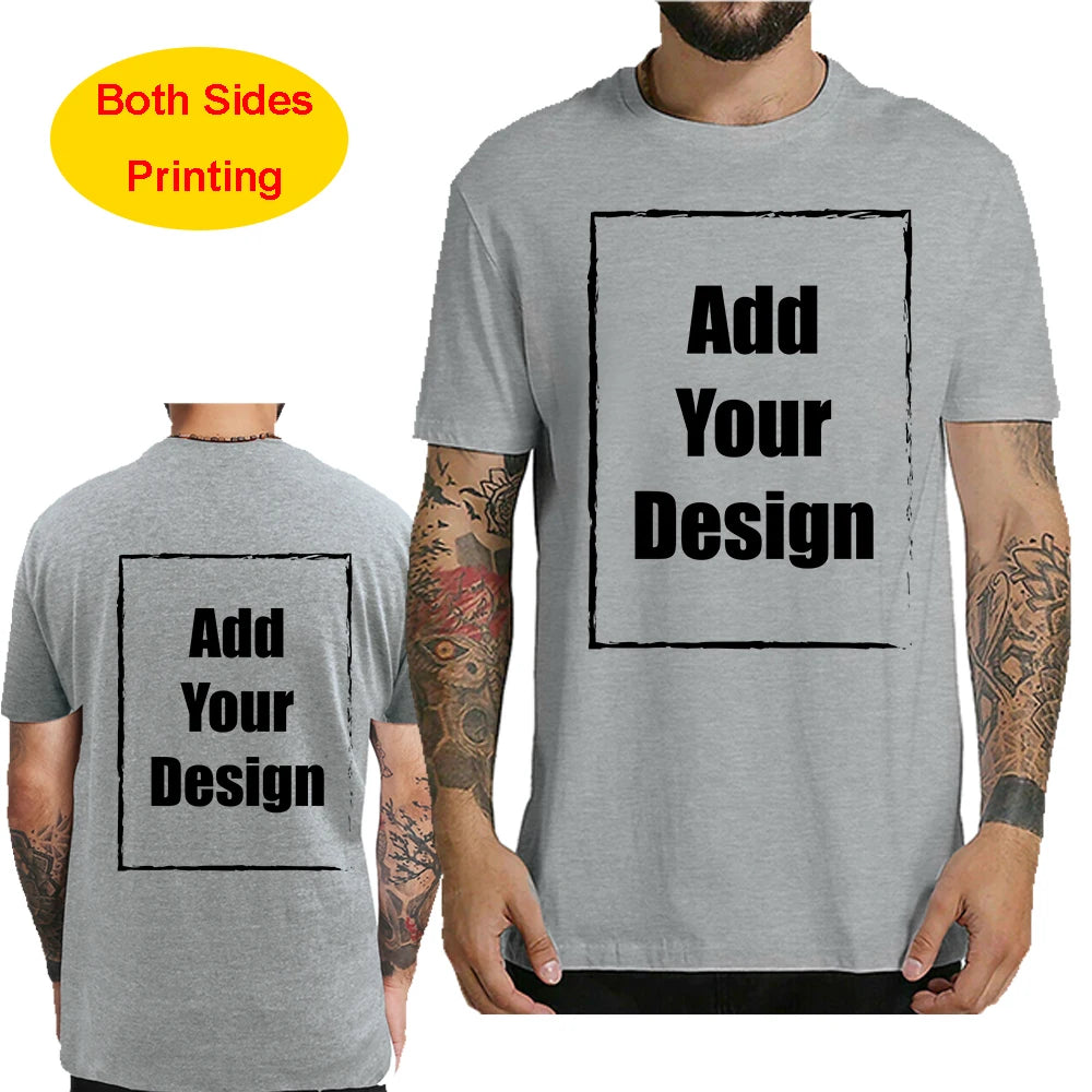 Custom T Shirt for Men Front Back Print Make Your Design Logo Text Gift made USA