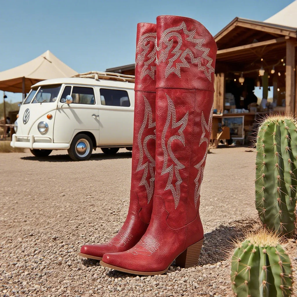 GIGIFOX Over the Knee Boots with Chunky Heel, Side Zipper