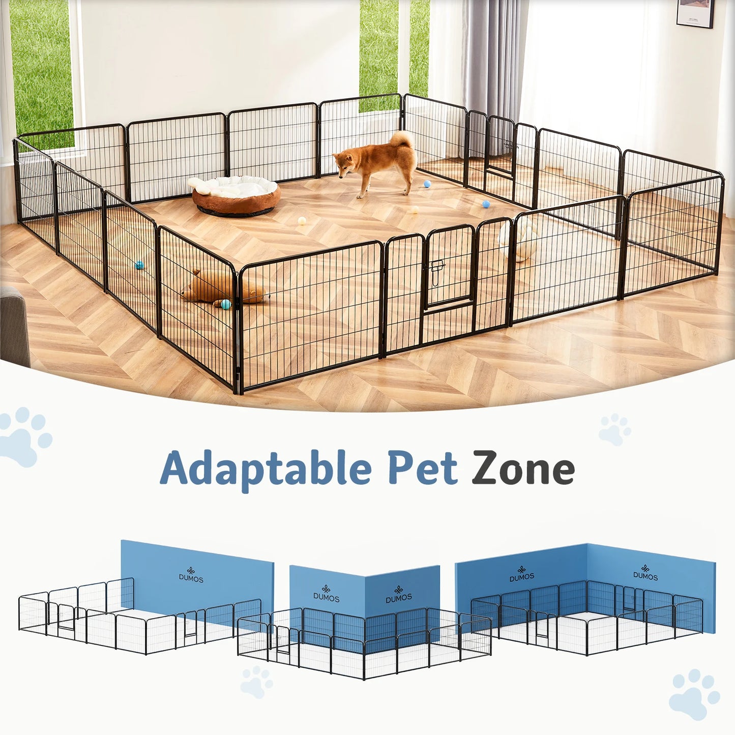 16 Panel Dog Playpen Indoor Pet Fence Exercise Yard Gate Heavy Duty Crates with Doors Metal Dog Pen