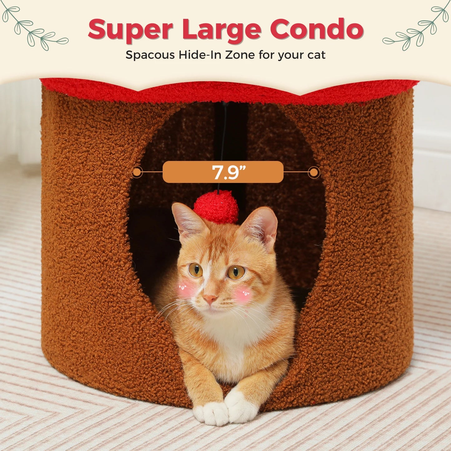 Cat Beds for Indoor Cats, Large Cat House with Removable Flower Cat Bed