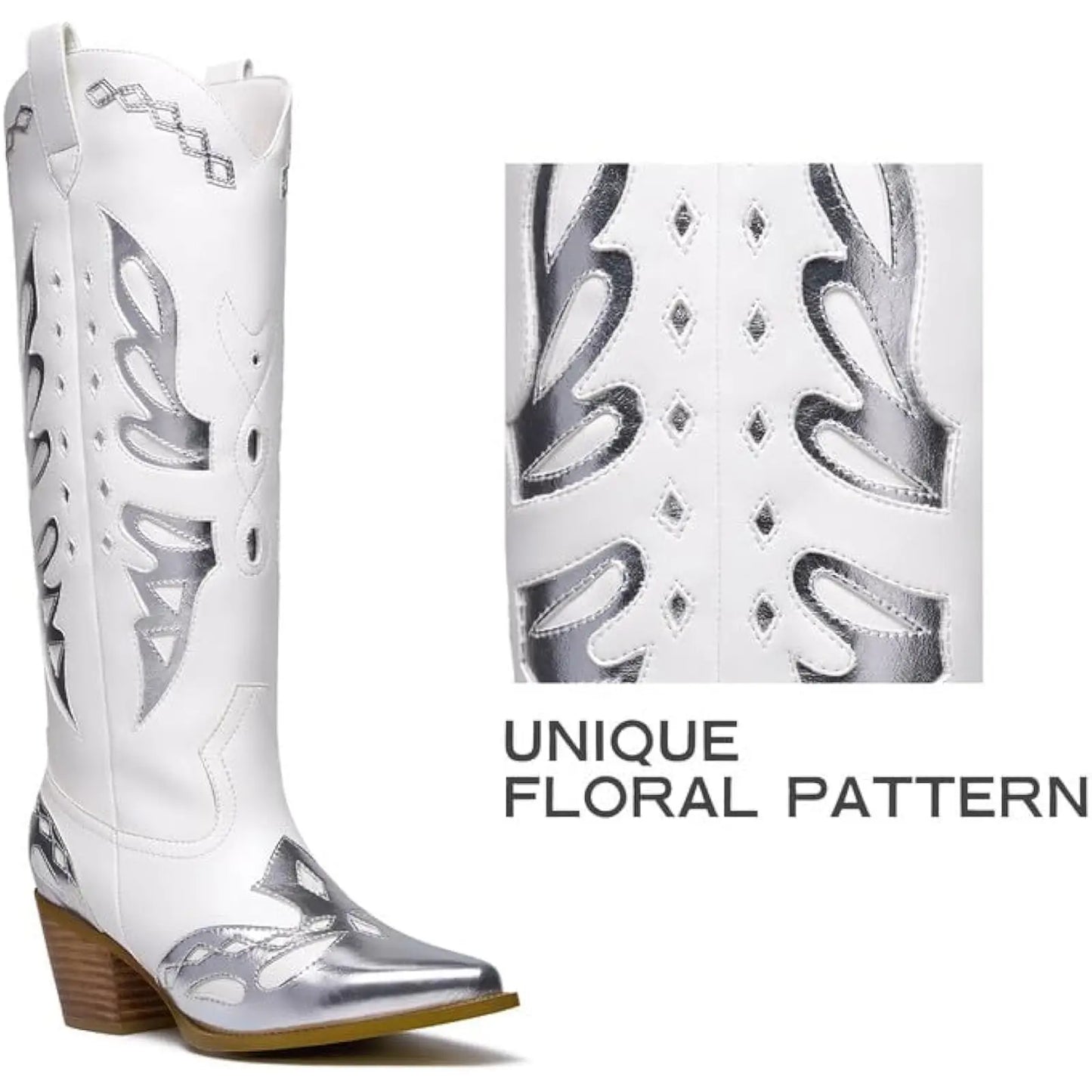 Women's metallic western boots with pointed toe