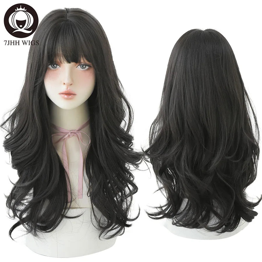 Long Wavy Synthetic Black Wigs For Women