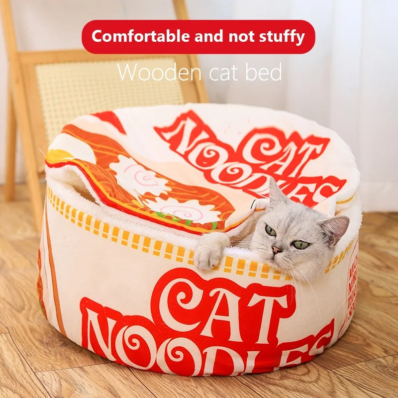 The New Winter Cartoon Ramen Cat Nest Love