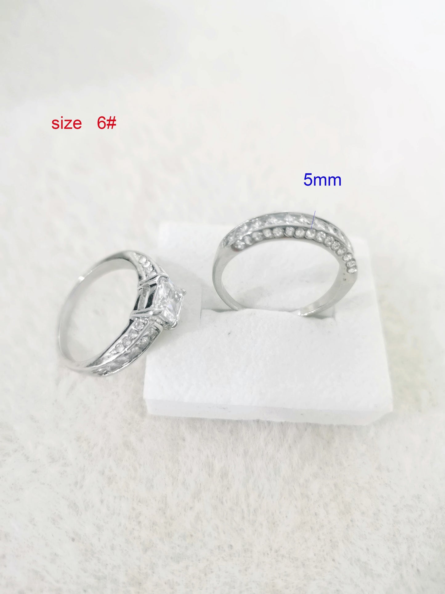 2pcs/set Alliance Engagement Wedding Rings