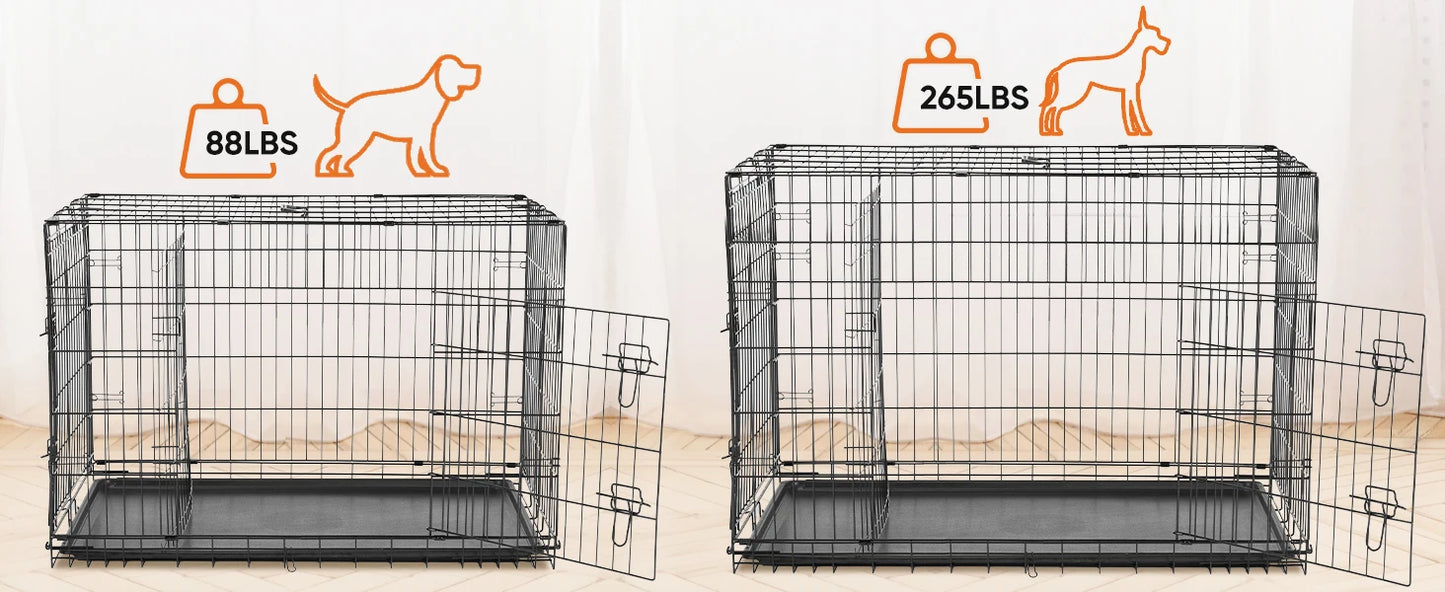 Double Door Folding Metal Wire Dog Cage