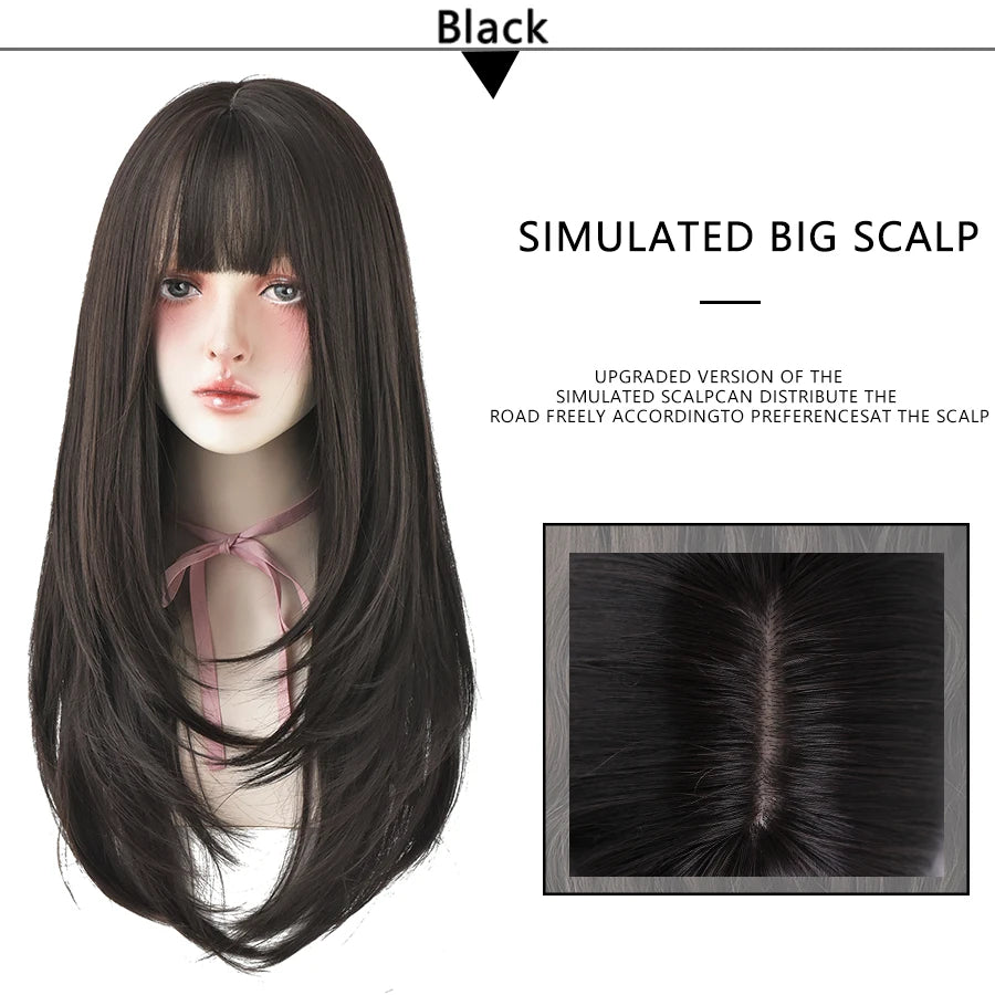 Long Wavy Synthetic Black Wigs For Women
