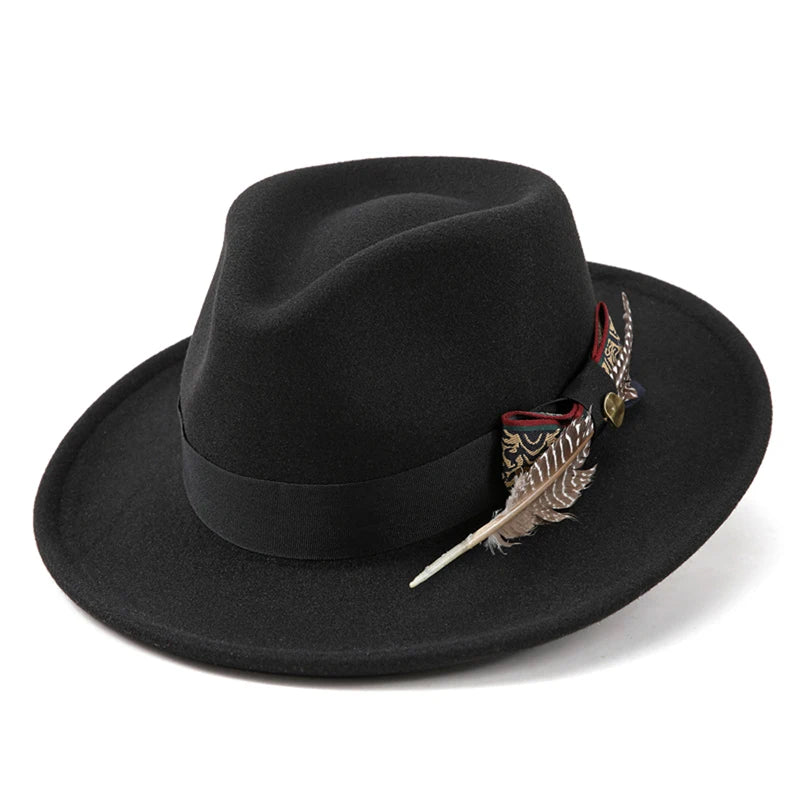 Unisex Classic Fedora Hat with Stylish Feather