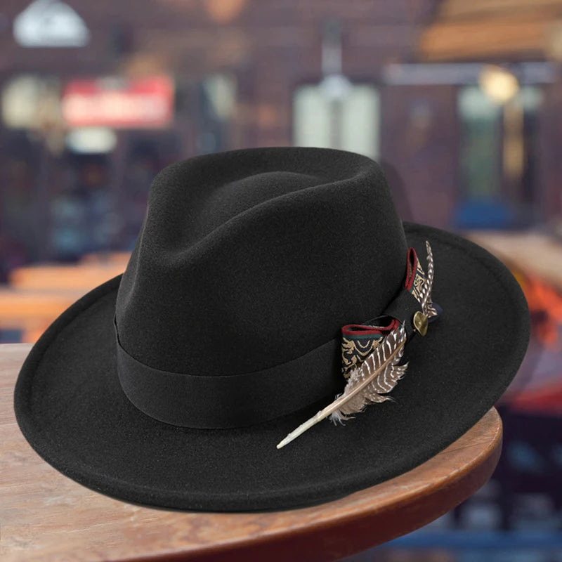Unisex Classic Fedora Hat with Stylish Feather