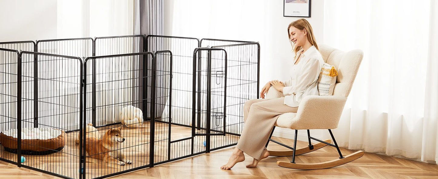 16 Panel Dog Playpen Indoor Pet Fence Exercise Yard Gate Heavy Duty Crates with Doors Metal Dog Pen