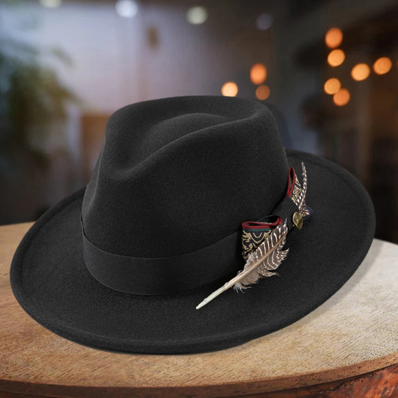 Unisex Classic Fedora Hat with Stylish Feather