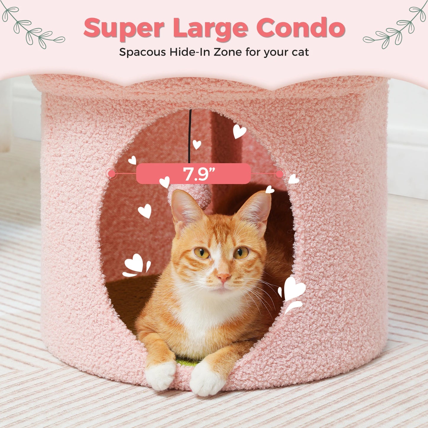 Cat Beds for Indoor Cats, Large Cat House with Removable Flower Cat Bed