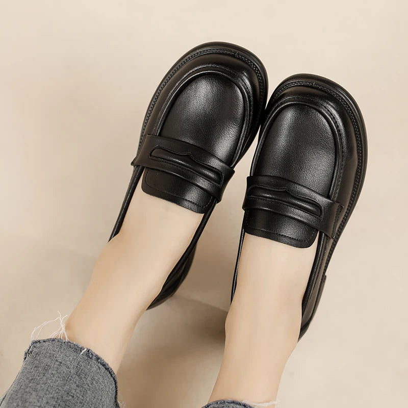 Women's Casual Loafers Slip On Leather Shoes