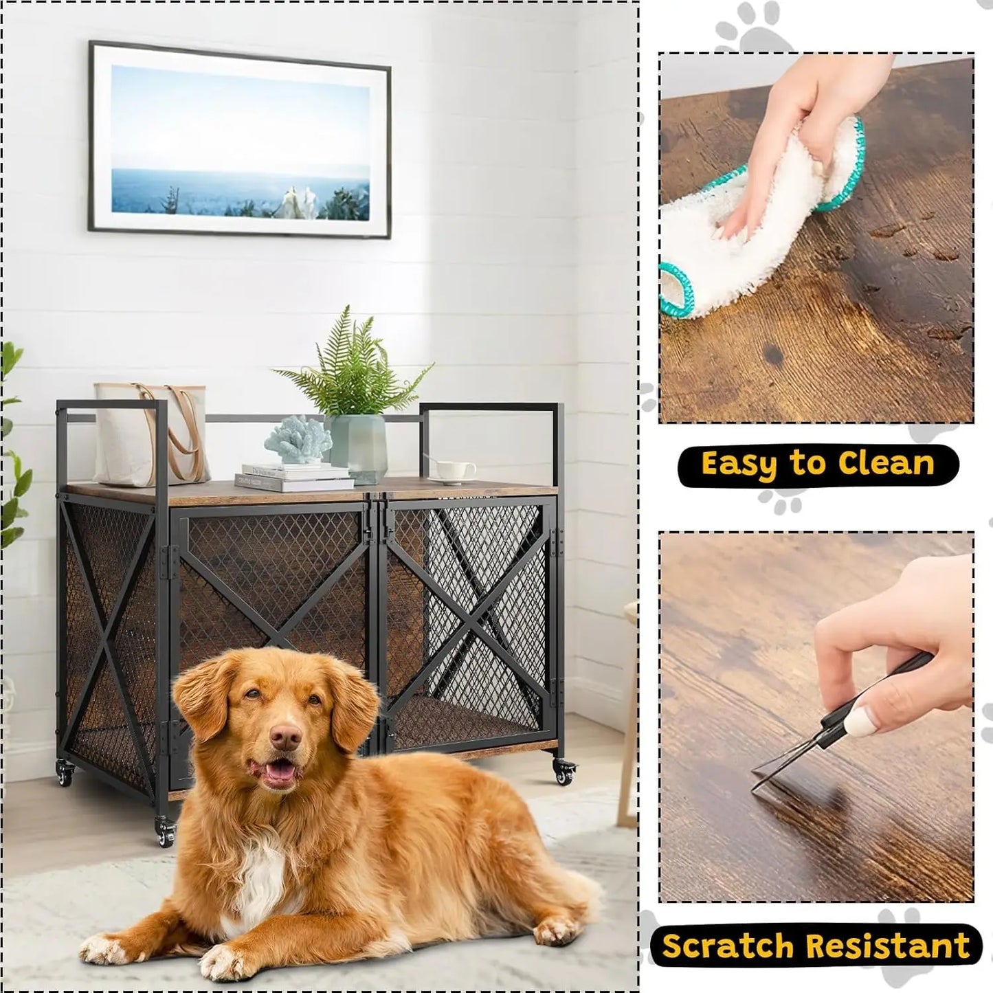 Large Wooden Dog Crate/ End Table