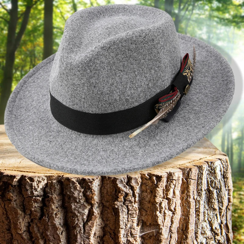 Unisex Classic Fedora Hat with Stylish Feather