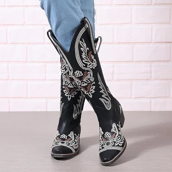 GIGIFOX Knee-High Boots Cowboy Boots For Women