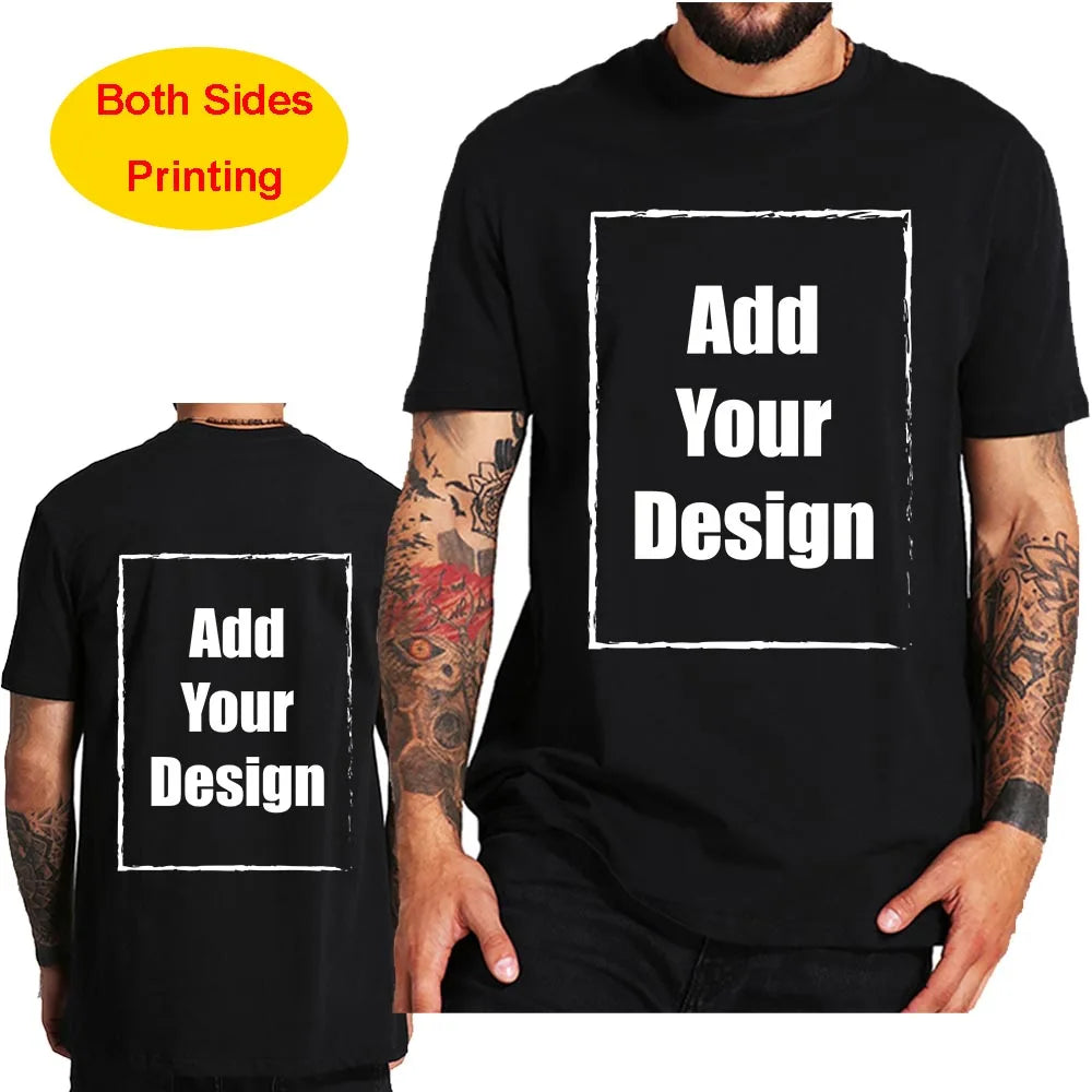 Custom T Shirt for Men Front Back Print Make Your Design Logo Text Gift made USA