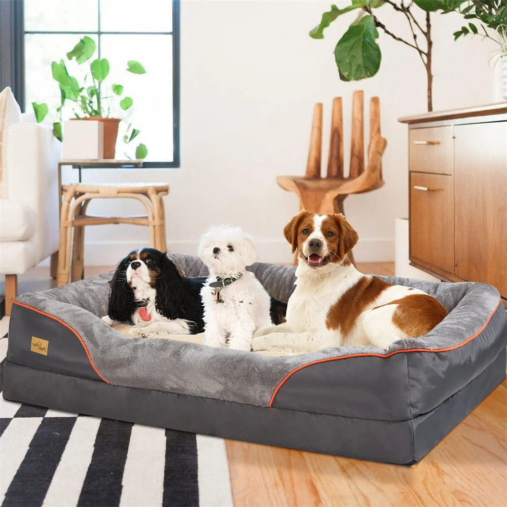 Jumbo Orthopedic Dog Bed Memory Foam Pet Sofa Couch Waterproof Cushion Warm  Bolster Couch Removable Cover
