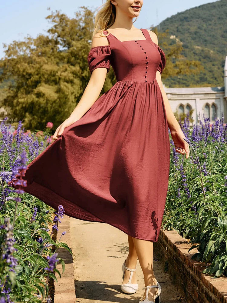 Women Renaissance Summer Midi Dress