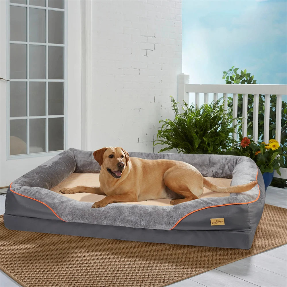 Jumbo Orthopedic Dog Bed Memory Foam Pet Sofa Couch Waterproof Cushion Warm  Bolster Couch Removable Cover
