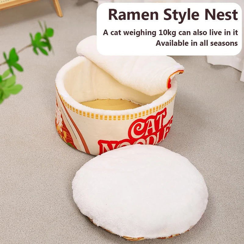 The New Winter Cartoon Ramen Cat Nest Love