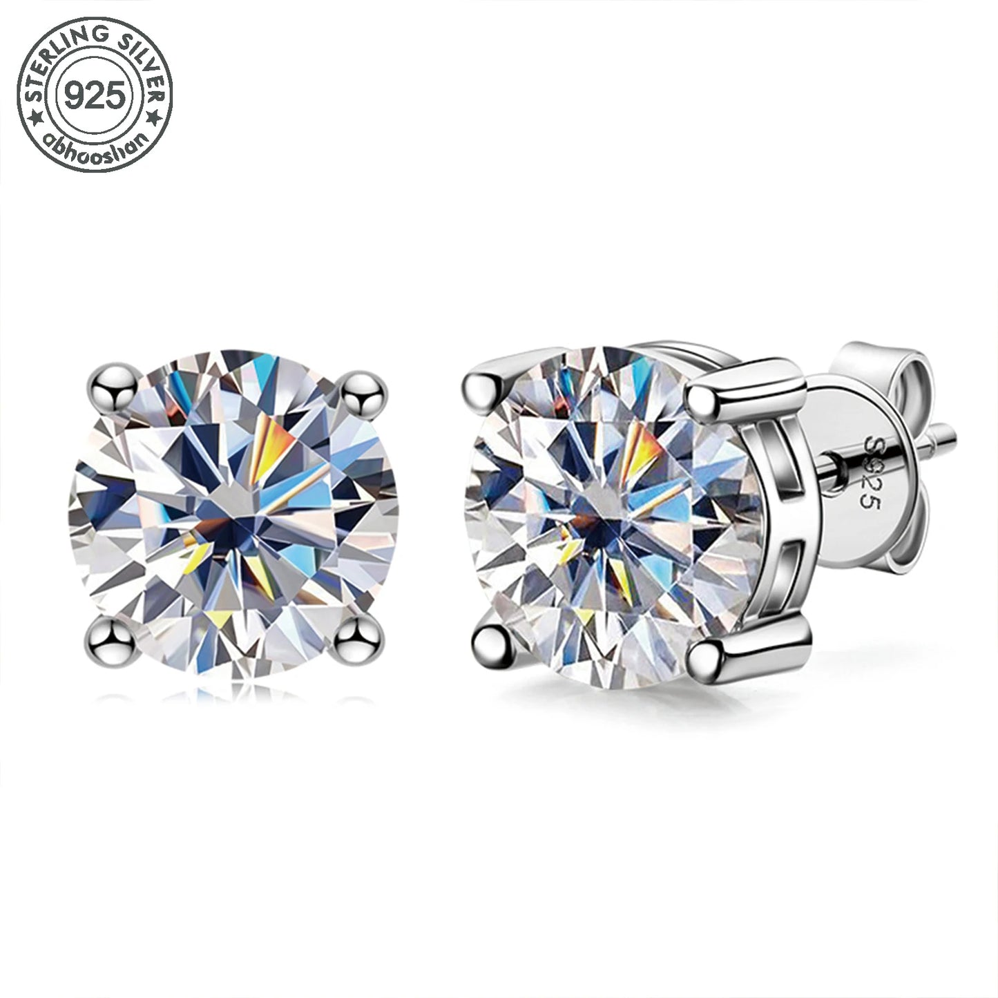 925 silver, moissanite stud earrings, men's earrings, women's earrings, set