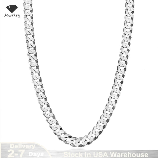 7mm Men's Cuban Link Chain 925 Sterling Silver Necklace