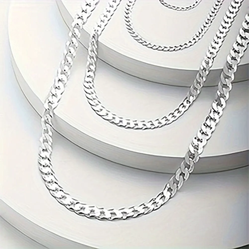 7mm Men's Cuban Link Chain 925 Sterling Silver Necklace