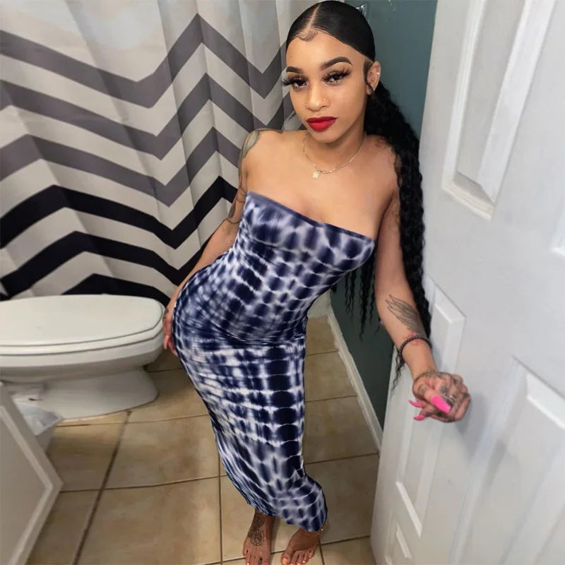 Summer Women's Colorful Tie Dye Print Off Shoulder Wrapped