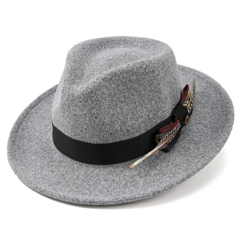 Unisex Classic Fedora Hat with Stylish Feather