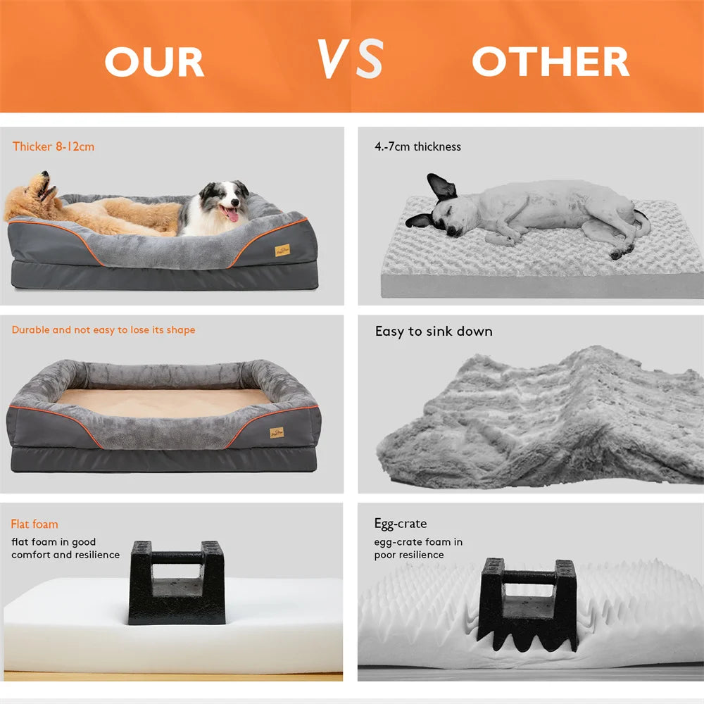 Jumbo Orthopedic Dog Bed Memory Foam Pet Sofa Couch Waterproof Cushion Warm  Bolster Couch Removable Cover