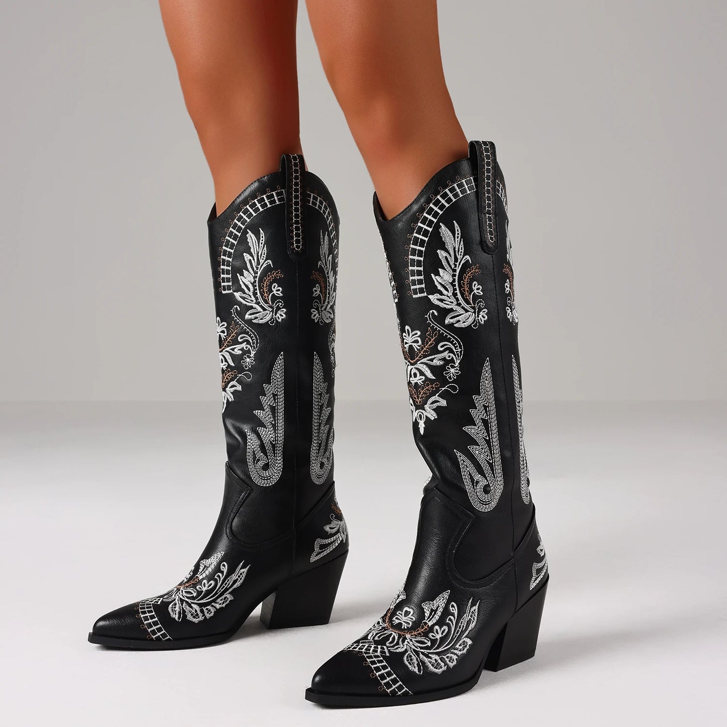 GIGIFOX Knee-High Boots Cowboy Boots For Women